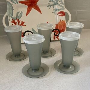 Gray Frosted Plastic Tumblers Set (5 in all) perfect for making PARFAITS!